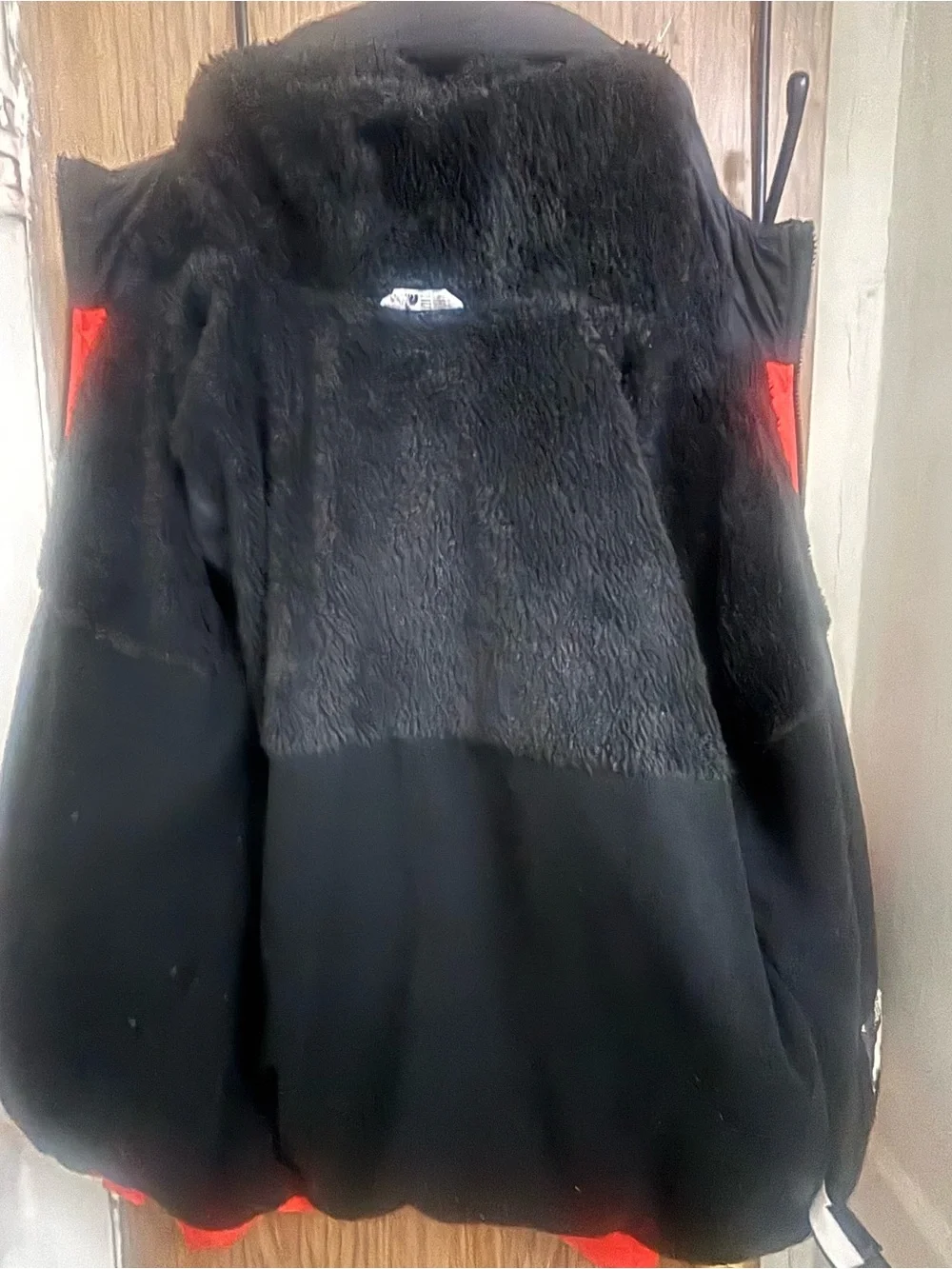 The North Face Orange-Red and Black Puffer Jacket